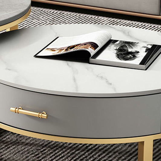 Tavolino in ardesia tavolino tavolino da cocktail rotondo con cassetti di stoccaggio