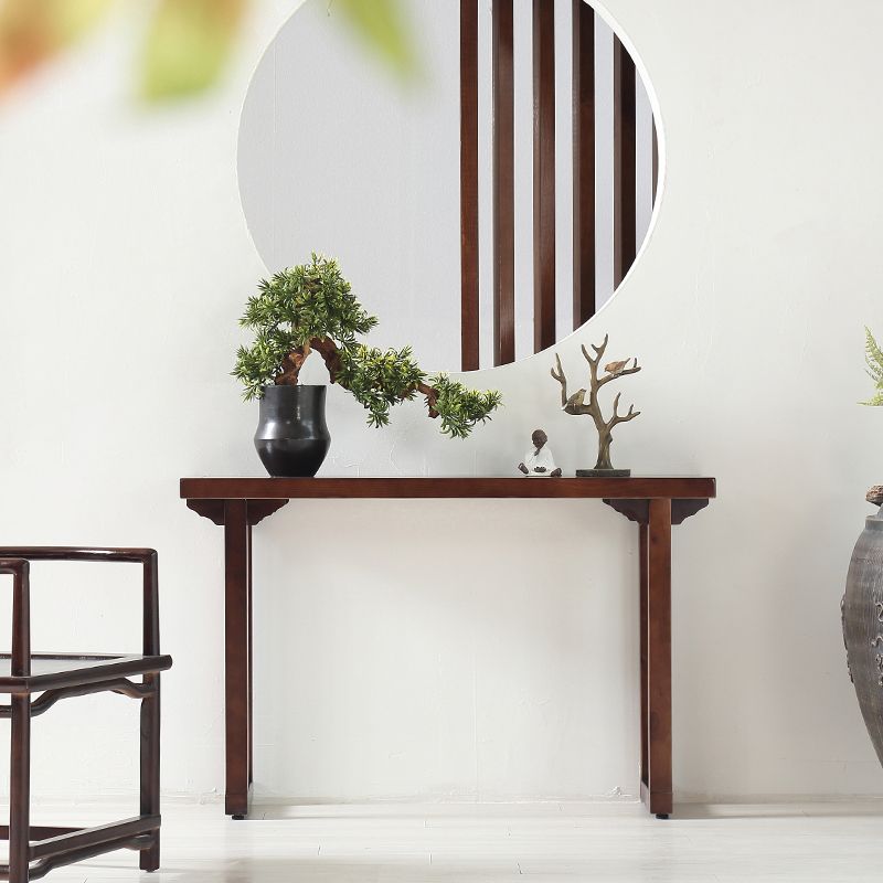 Mid Century Modern Accent Table Rectangle Wood Console Table in Brown