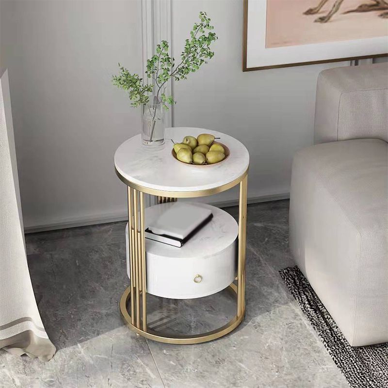 19.69" W x 19.69"D x 21.65" H End Table Round Stone Side Table with Storage Clearhalo 'Coffee & Accent Tables' 'End & Side Tables' 'end_side_tables' 'furn' 'furn_end_side_tables' 'Furniture' 'Living Room Furniture' 1200x1200_89c35fbd-a358-4a87-a01c-19f7411e678d