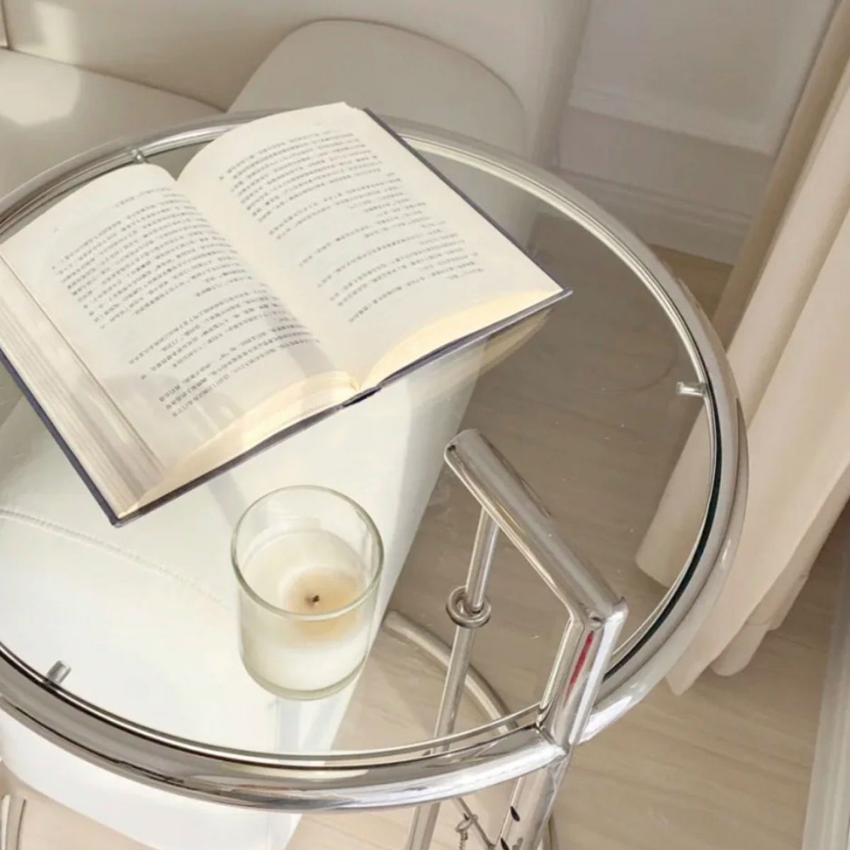 Modern Glass Top Abstract Round Living Room Accent Side Table Clearhalo 'Coffee & Accent Tables' 'End & Side Tables' 'end_side_tables' 'furn' 'furn_end_side_tables' 'Furniture' 'Living Room Furniture' 1200x1200_89c58d3d-c6c4-4d67-9007-f4312d9462ba