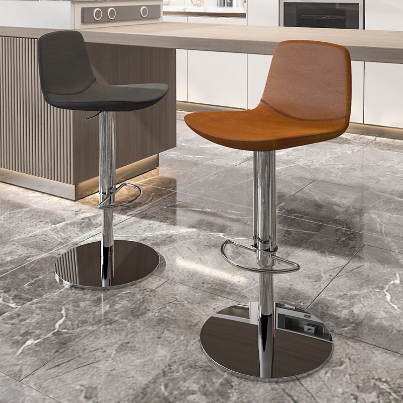 Contemporary Adjustable Height Swivel Armless Bar Stool with Footrest