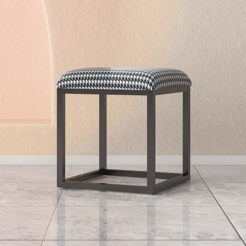 Contemporary Pouf Ottoman Fabric Solid Color Metal Frame Square Ottoman