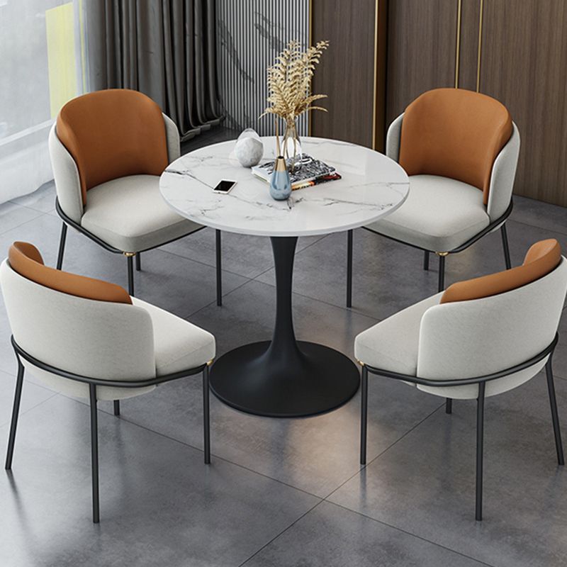 Round Tulip Base Modern Dining Table White Tone Fixed Table of Sintered Stone Clearhalo ' dining_table' 'Dining Tables & Seating' 'Dining Tables' 'furn' 'furn_dining_table' 'Furniture' 'furniture_dining_table' 'Kitchen & Dining Furniture' 'kitchen&dining_furn' 'kitchen' 'kitchen_dining_table' 1200x1200_89d17482-d8f3-447a-81ad-508daf5bc4fa