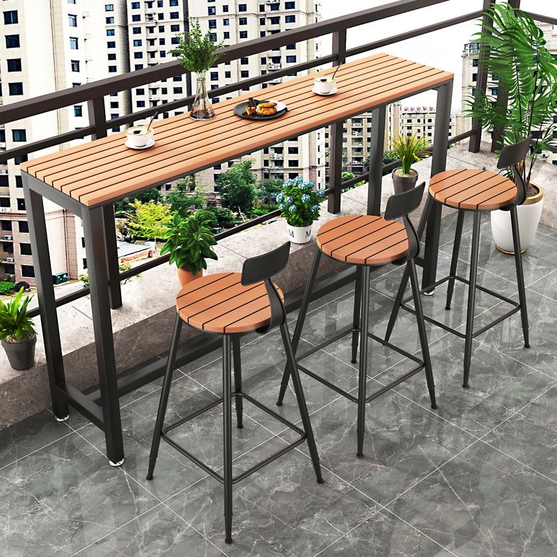 Outdoor 1/2/4/5 Pieces Counter Set Rectangle Industrial Metal Bar Pub Table Set