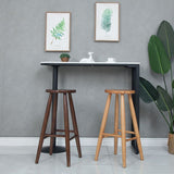 Modern Round Counter Bar Stool Wood Backless Bar Stool with Footrest