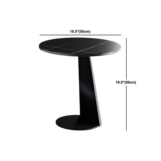 Abstract Base Design Round Slate Table Board Glam Style Metal Leg Coffee Table