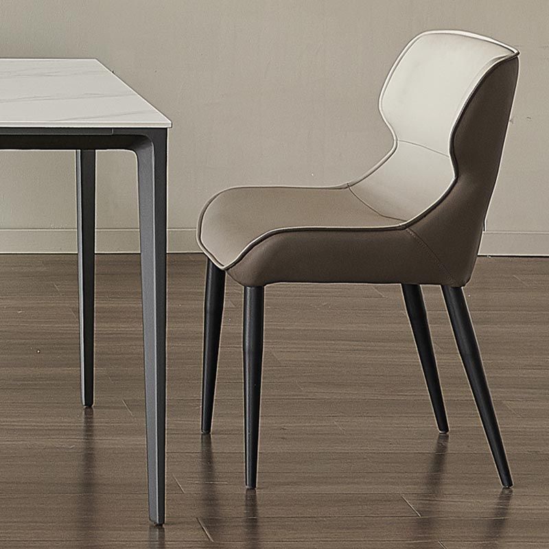 Leder Essnetzstuhl moderne gepolsterte Essstuhl mit schwarzen Beinen