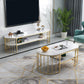 Glam Marble Coffee Cocktail Table Frame Oval Coffee Table with Shelf Clearhalo 'Coffee & Accent Tables' 'Coffee Tables' 'coffee_tables' 'furn' 'furn_coffee_tables' 'Furniture' 'Living Room Furniture' 1200x1200_89dc44aa-b9d1-4cab-a89f-8a2cc6729b99