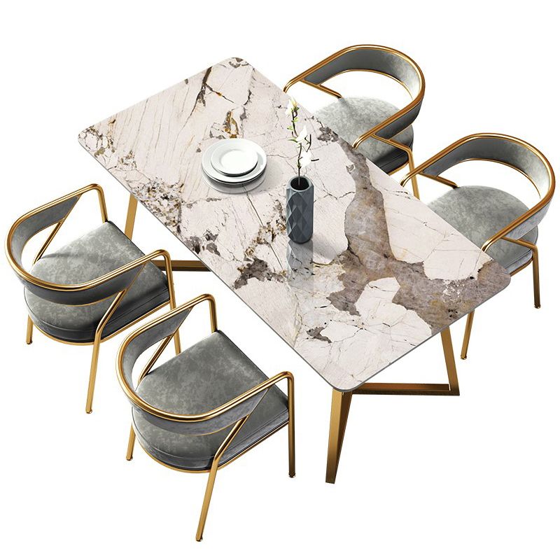 Metal Traditional Luxury Rectangular Indoor Table Sintered Stone Table with Sled Base Clearhalo ' dining_table' 'Dining Tables & Seating' 'Dining Tables' 'furn' 'furn_dining_table' 'Furniture' 'furniture_dining_table' 'Kitchen & Dining Furniture' 'kitchen&dining_furn' 'kitchen' 'kitchen_dining_table' 1200x1200_89de35f4-e739-41b2-9267-51513ba5b0e2