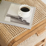 23,62 "Tableau de nuit d'armoire de chevet de rotin avec porte avec porte