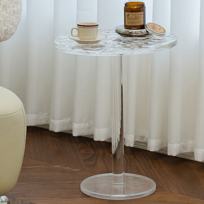 Pedestal 20" Tall End Table Round Clear Acrylic Sofa Side Accent Table Clearhalo 'Coffee & Accent Tables' 'End & Side Tables' 'end_side_tables' 'furn' 'furn_end_side_tables' 'Furniture' 'Living Room Furniture' 1200x1200_89dfe58a-99af-44a8-b05b-1c011c175152