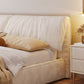 Modern Style Upholstered Headboard White Imitation Leather Bed