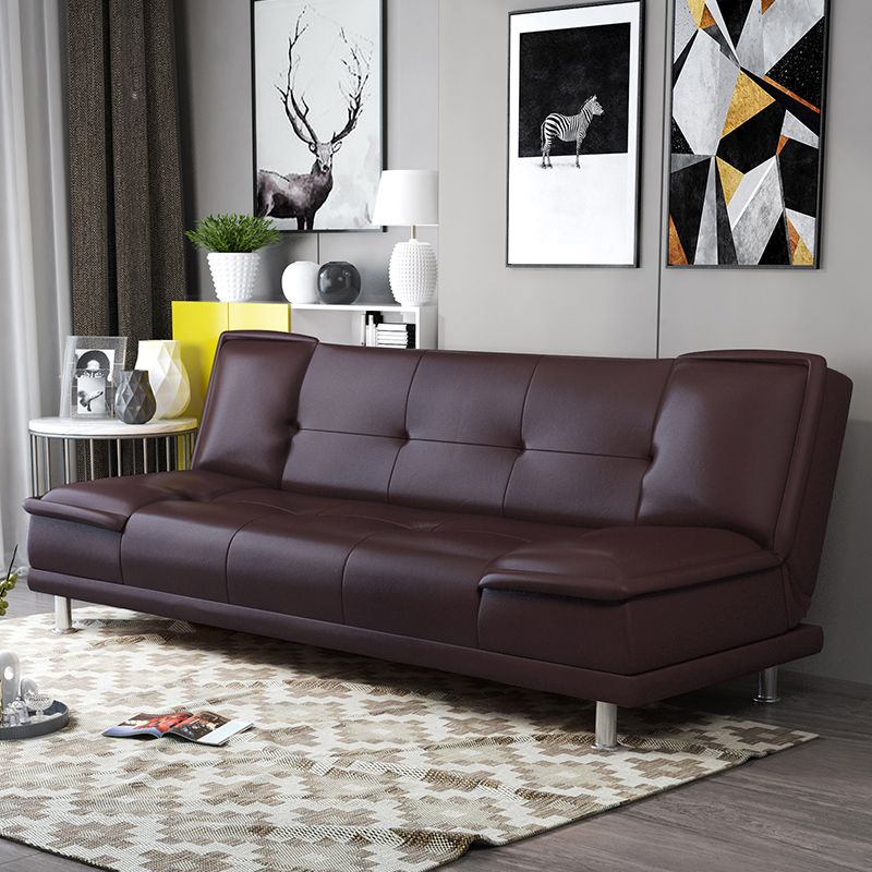 Armless Cotton Blend and Leather Convertible Contemporary Sofa Bed Clearhalo 'furn' 'furn_sofas' 'Furniture' 'furniture_sofas' 'Living Room Furniture' 'Sofa' 'sofas' 1200x1200_89e2287f-2a7d-406b-9336-c02e9aec5d4d