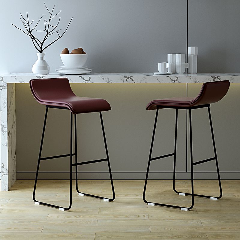 Industrial Armless Counter Stool Solid Wave Seat Bar Chair with Metal Legs Clearhalo 'Bar Furniture' 'Bar Stools' 'bar_stools' 'furn' 'furn_bar_stools' 'Furniture' 'Kitchen & Dining Furniture' 1200x1200_89e22daa-2ac2-4c25-aa0f-54cbf822f922