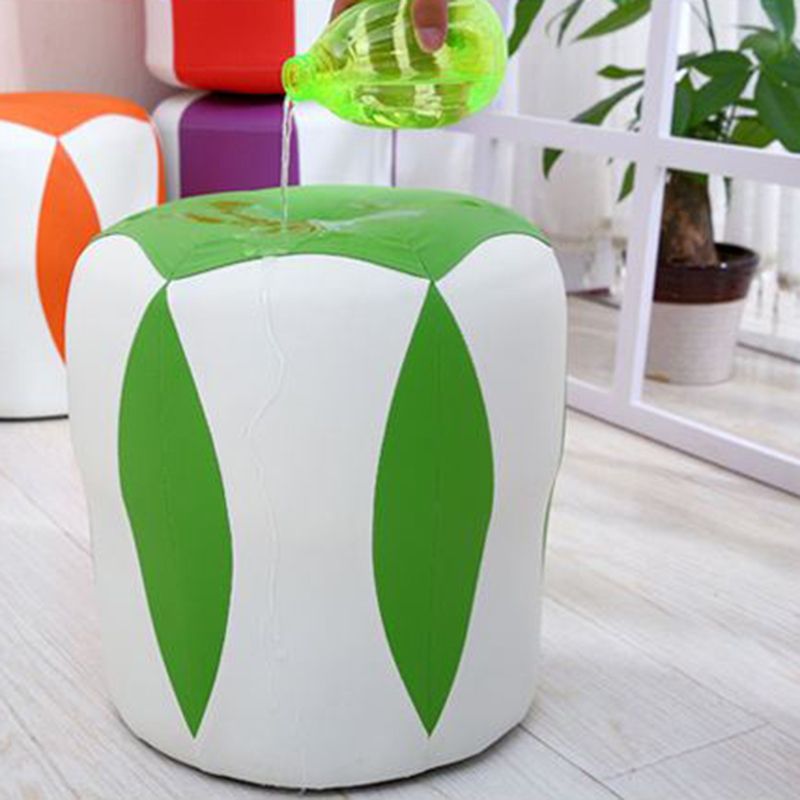 Modern Water Resistant Pouf Round Color Block Leather Indoor Pouf Clearhalo 'furn' 'furn_ottomans_poufs' 'Furniture' 'Living Room Furniture' 'Ottomans & Poufs' 'ottomans_poufs' 1200x1200_89e28efb-6c3f-421b-9ae6-56add61ab49d