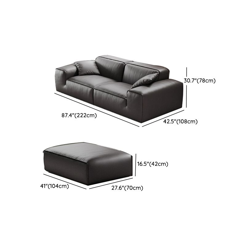 Black Genuine Leather Sectionals 30.7" H Square Arm Sectional Sofa Set Clearhalo 'furn' 'furn_sectionals' 'Furniture' 'Living Room Furniture' 'Sectionals' 1200x1200_89e39488-8b81-4383-90e5-7b64441a5b64