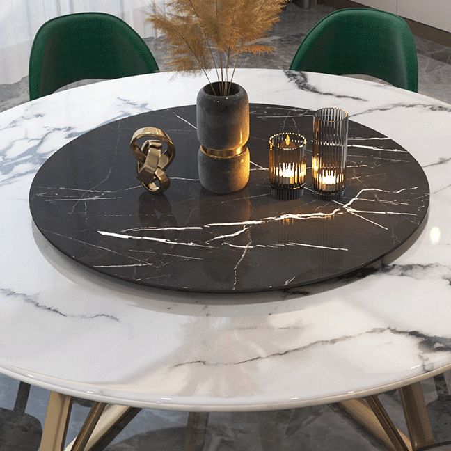 Glam Sintered Stone Top Standard Dining Table Round Shape Dining Table for Kitchen Clearhalo ' dining_table' 'Dining Tables & Seating' 'Dining Tables' 'furn' 'furn_dining_table' 'Furniture' 'furniture_dining_table' 'Kitchen & Dining Furniture' 'kitchen&dining_furn' 'kitchen' 'kitchen_dining_table' 1200x1200_89e40e27-6469-44ad-9b08-72dd0296bfb4