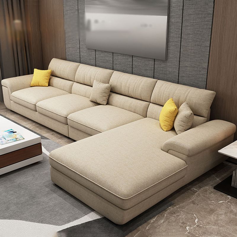 Contemporary Linen Pillow Top Arm Sectional with Removable Cushions for Living Room Clearhalo 'furn' 'furn_sectionals' 'Furniture' 'furniture_sectionals' 'kitchen' 'kitchen_sectionals' 'Living Room Furniture' 'Sectionals' 1200x1200_89e4b9a3-5e4b-4f76-a5bb-987105efb628