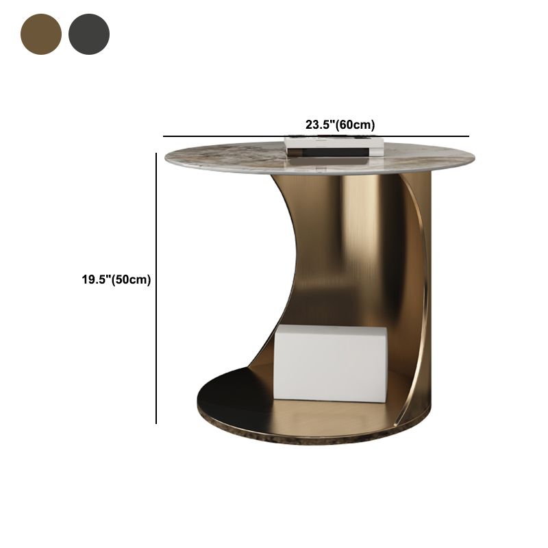 Tavolino contemporaneo di pietra rotonda in acciaio tavolino astratto