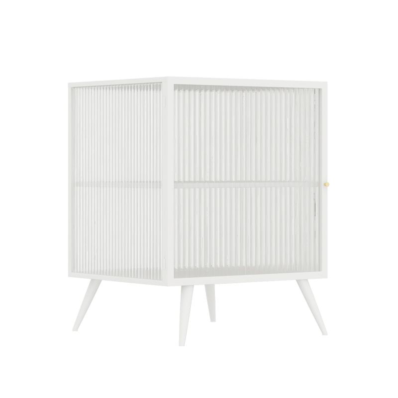 Modern Metal Bed Cabinet Stone Top 1-Shelf Nightstand in Black/White Clearhalo 'Bedroom Furniture' 'furn' 'furn_night_stand' 'Furniture' 'night_stand' 'Nightstands' 1200x1200_89e5b62b-a6ec-4118-9ed3-fd77e61f249a