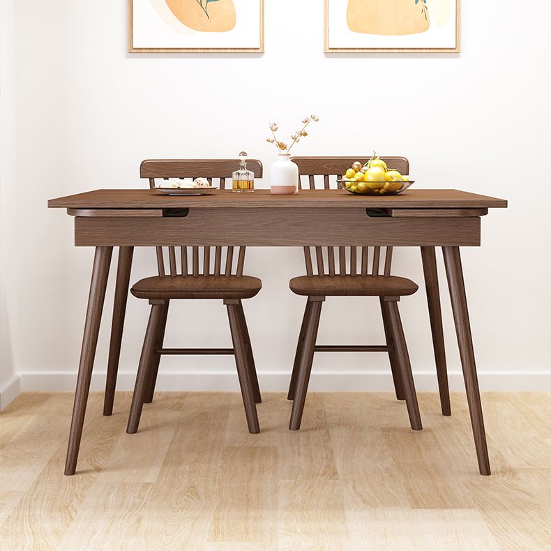 Extendable Rubber Wood Table in Nature/walnut Modern Rectangle Table with 4 Legs Clearhalo ' dining_table' 'Dining Tables & Seating' 'Dining Tables' 'Furniture' 'furniture_dining_table' 'Kitchen & Dining Furniture' 'kitchen&dining_furn' 'kitchen' 'kitchen_dining_table' 1200x1200_89e686a0-52a2-4487-be8e-649b22fad872