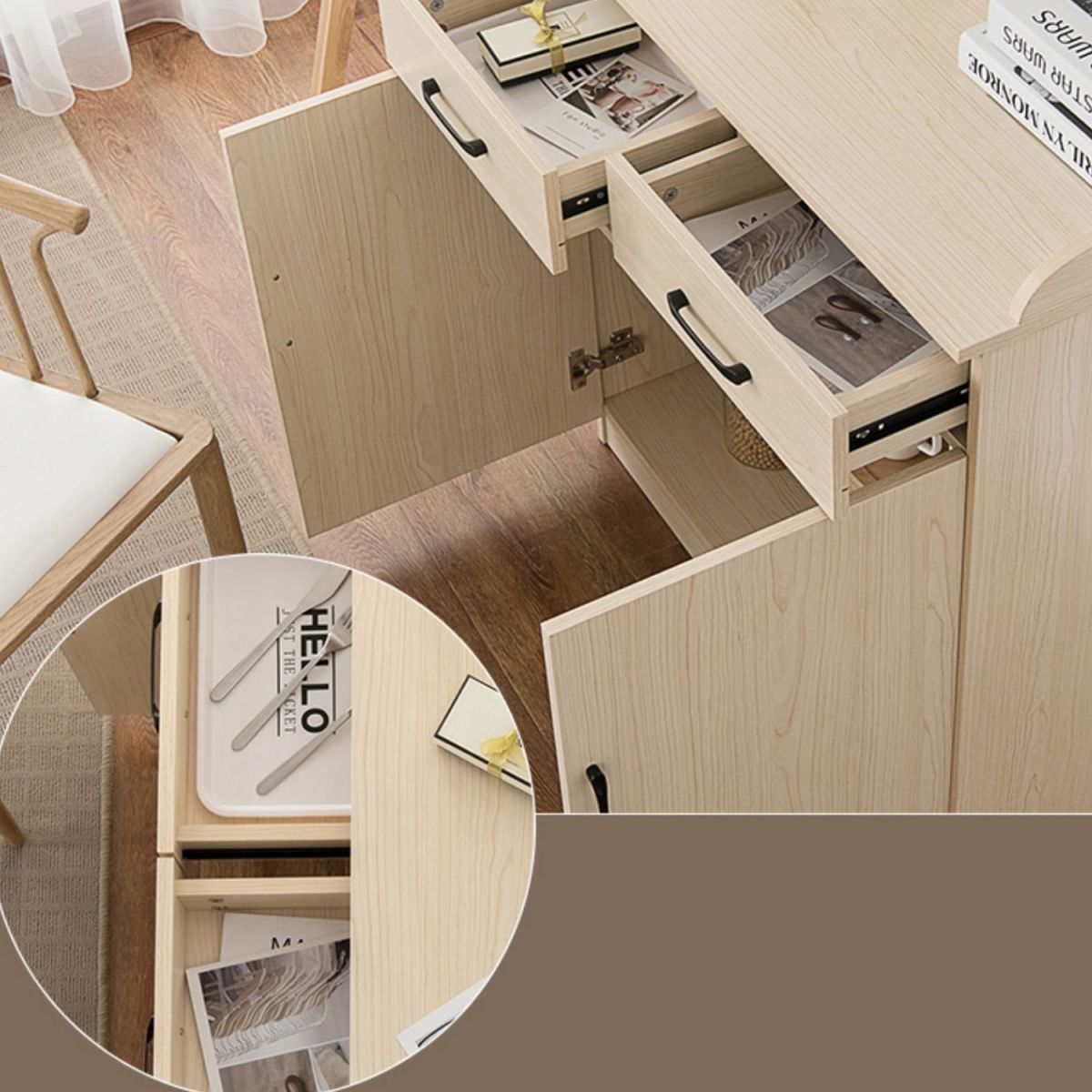 35.4" Tall 2 - Door and 2 - Drawer Accent Cabinet Faux Wood Storage Cabinet Clearhalo 'Cabinets & Chests' 'cabinets_chests' 'furn' 'furn_cabinets_chests' 'Furniture' 'Living Room Furniture' 1200x1200_89e7befe-304e-4b10-b1de-ab407f73d950