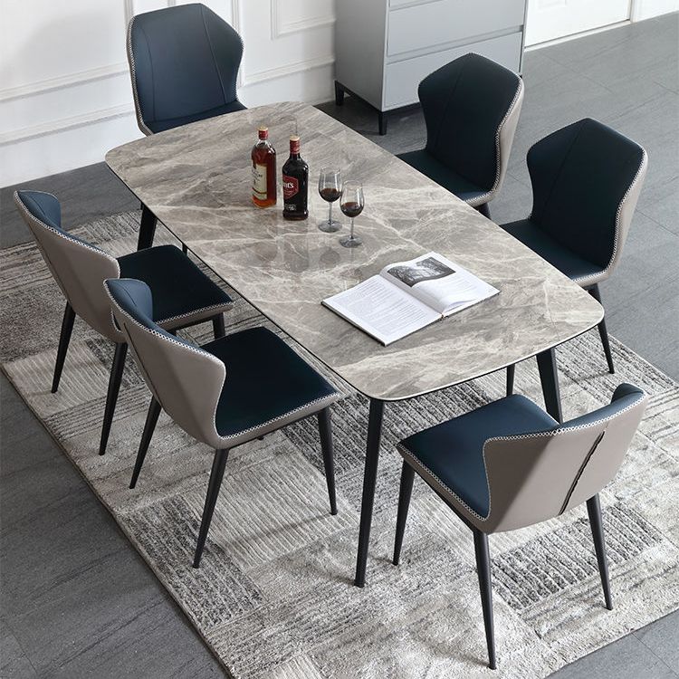 Metal Contemporary Rectangular Dining Table Grey Sintered Stone Table with Metal Legs Clearhalo ' dining_table' 'Dining Tables & Seating' 'Dining Tables' 'furn' 'furn_dining_table' 'Furniture' 'furniture_dining_table' 'Kitchen & Dining Furniture' 'kitchen&dining_furn' 'kitchen' 'kitchen_dining_table' 1200x1200_89eb25b3-fb95-4455-8f0f-57f6b37d5892