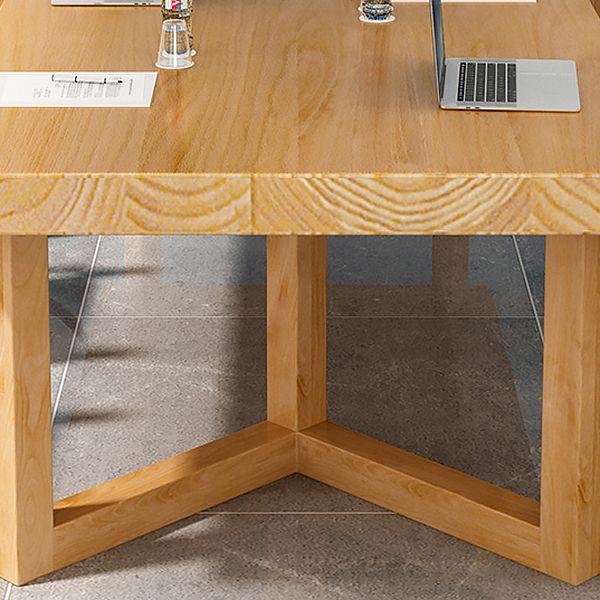 Rectangle Wood Color Dining Table Solid Wood Table Modern with Double Pedestal Clearhalo ' dining_table' 'Dining Tables & Seating' 'Dining Tables' 'furn' 'furn_dining_table' 'Furniture' 'furniture_dining_table' 'Kitchen & Dining Furniture' 'kitchen&dining_furn' 'kitchen' 'kitchen_dining_table' 1200x1200_89eb5628-1730-4e22-9b4b-b540dd030c44