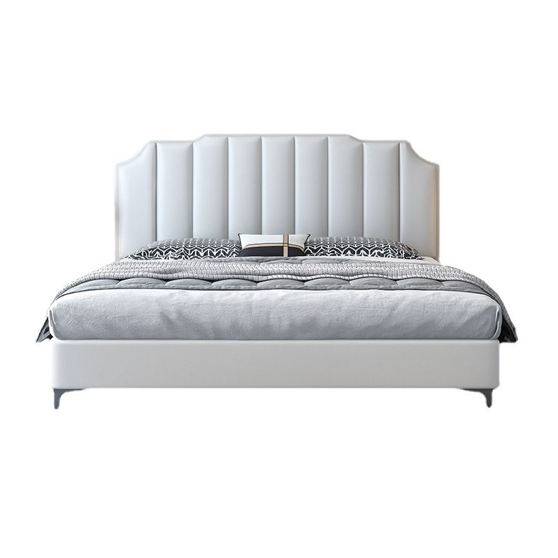 Glam massief hout vaste kleurmatras inbegrepen met geschepte hoofdeinde standaardbed