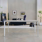 Contemporary Dining Table Sintered Stone Rectangular Table with Metallic Four-leg Clearhalo ' dining_table' 'Dining Tables & Seating' 'Dining Tables' 'Furniture' 'furniture_dining_table' 'Kitchen & Dining Furniture' 'kitchen&dining_furn' 'kitchen' 'kitchen_dining_table' 1200x1200_89ebfa73-4308-458e-bfcd-36917948a19f