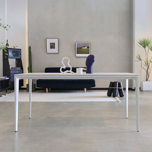 Contemporary Dining Table Sintered Stone Rectangular Table with Metallic Four-leg Clearhalo ' dining_table' 'Dining Tables & Seating' 'Dining Tables' 'Furniture' 'furniture_dining_table' 'Kitchen & Dining Furniture' 'kitchen&dining_furn' 'kitchen' 'kitchen_dining_table' 1200x1200_89ebfa73-4308-458e-bfcd-36917948a19f