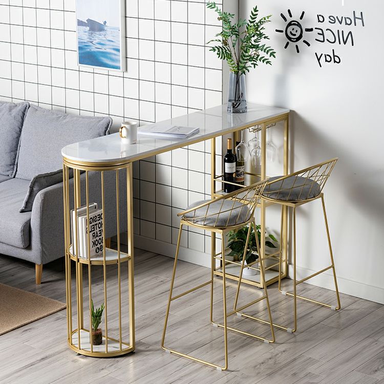 Glam Metal Barstool Fabric Cushion Velvet Stool in Matte Finish for Indoor