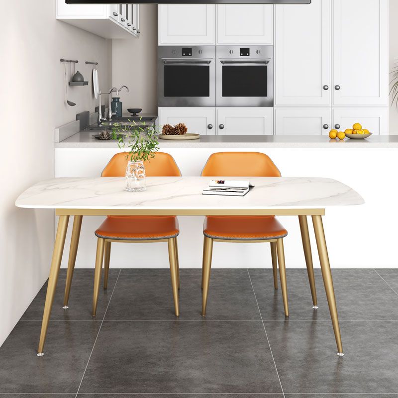 Set da tavolo da pranzo rettangolare glam 1/3/4/5 pezzi Dinette Set con top in pietra sinterizzata bianca