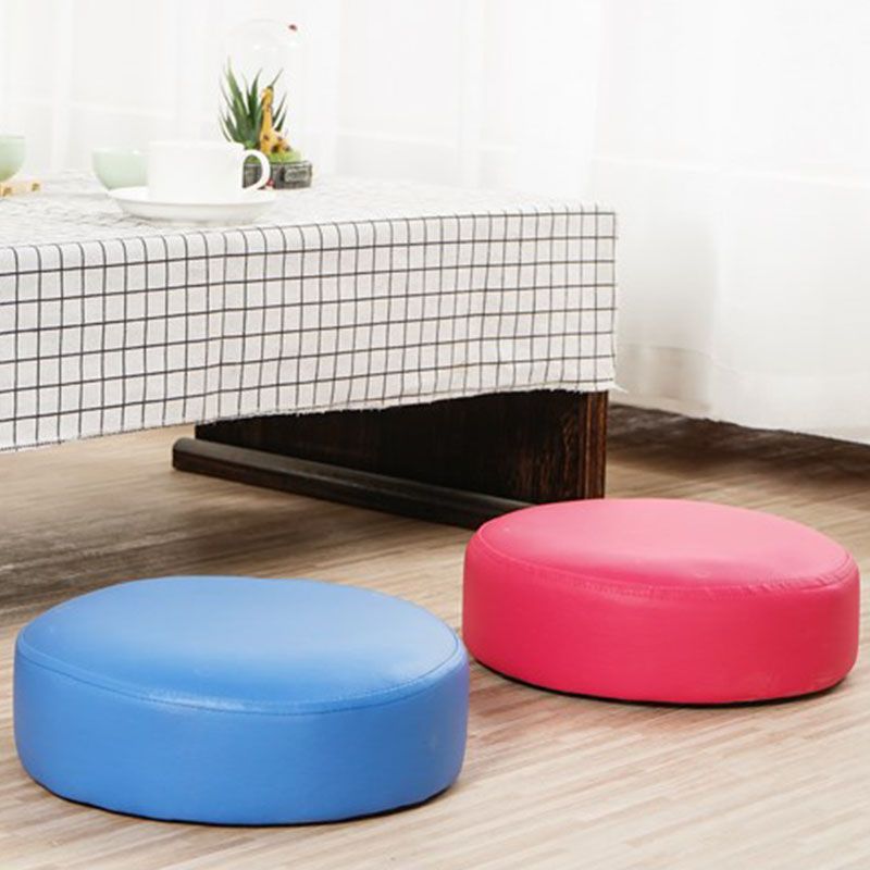 Modern Pouf Ottoman Faux Leather Upholstered Solid Color Round Ottoman with Wheels Clearhalo 'furn' 'furn_ottomans_poufs' 'Furniture' 'Living Room Furniture' 'Ottomans & Poufs' 'ottomans_poufs' 1200x1200_89f0bddc-bb89-426f-8609-f9540aa29295
