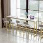 White Glam Style Bar Table in Faux Marble and Metal Rectangle Milk Tea Shop Bar Table Clearhalo 'Bar Furniture' 'Bar Tables' 'bar_tables' 'Furniture' 'furniture_bar_tables' 'Kitchen & Dining Furniture' 1200x1200_89f34c7b-f81a-483b-8a8a-64b6b53758e3