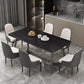 Set tavolo da pranzo moderno rettangolare Set dinette da 1/2/5/7 pezzi con piano in pietra sinterizzata bianca