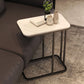 23.62" Tall Marble Top Side Accent Table Metal Frame End Table