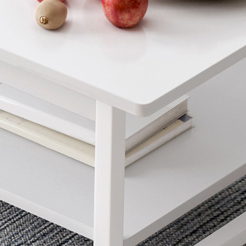 Tavolino rettangolare moderno con doppio piedistallo in legno, 39,4"/47,2"