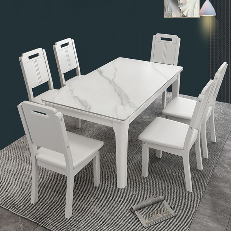 Rectangle Mid-Century Dining Table White Sintered Stone Fixed Table Clearhalo ' dining_table' 'Dining Tables & Seating' 'Dining Tables' 'furn' 'furn_dining_table' 'Furniture' 'furniture_dining_table' 'Kitchen & Dining Furniture' 'kitchen&dining_furn' 'kitchen' 'kitchen_dining_table' 1200x1200_89fa9c33-006f-49d8-a0e3-3d71a9747065