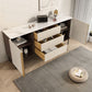 Glam Style Sideboard Stone Side Board with Cabinets and Drawers Clearhalo 'buffet_sideboard' 'Buffets & Sideboards' 'furn' 'furn_buffet_sideboard' 'Furniture' 'Kitchen & Dining Furniture' 1200x1200_89fb031d-4280-470d-bdf0-8f13c3937296