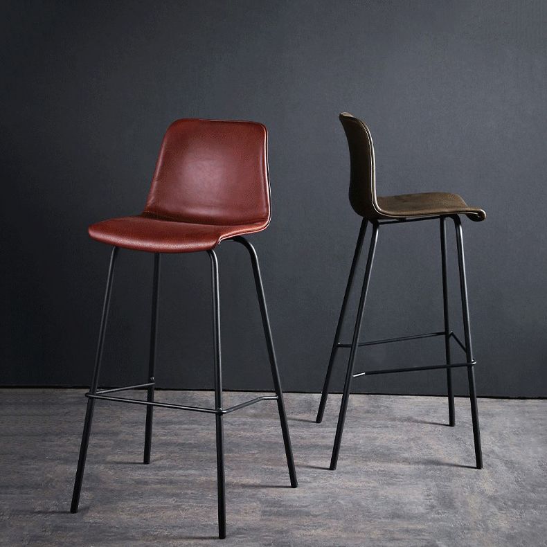 Contemporary Bar Stool Armless Leather Low Back Counter Chair with Footrest and Iron Base Clearhalo 'Bar Furniture' 'Bar Stools' 'bar_stools' 'furn' 'furn_bar_stools' 'furniture_bar_stools' 'Kitchen & Dining Furniture' 'kitchen&dining_furn' 'kitchen' 'kitchen_furn' Furniture' 1200x1200_89fb0e3e-7a8f-4ad7-8a0c-202ed818bc0d