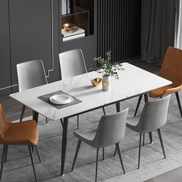 63''L Industrial Sintered Stone Table Extendable Rectangle Dining Table for Kitchen Clearhalo ' dining_table' 'Dining Tables & Seating' 'Dining Tables' 'furn' 'furn_dining_table' 'Furniture' 'furniture_dining_table' 'Kitchen & Dining Furniture' 'kitchen&dining_furn' 'kitchen' 'kitchen_dining_table' 1200x1200_89fde54f-8c45-43be-9a84-74cda8b90869