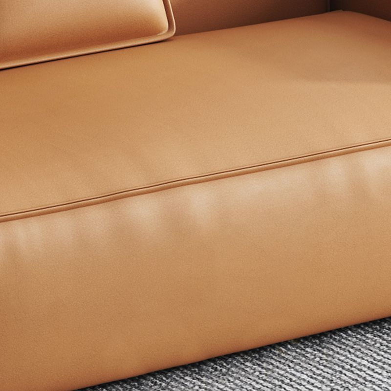 Contemporary Square Arm Sectional Orange Faux Leather Sectional Clearhalo 'furn' 'furn_sectionals' 'Furniture' 'Living Room Furniture' 'Sectionals' 1200x1200_89fdfcb6-45cd-49bd-882a-44692ed6ed51