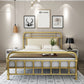 Industrial Metal Open-Frame Standard Bed, Rectangular Headboard Bed