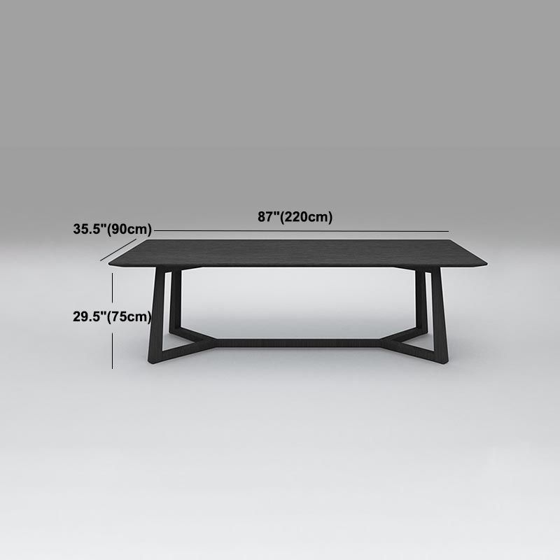 Rectangle Industrial Dining Table Solid Wood Fixed Table with Trestle Base Clearhalo ' dining_table' 'Dining Tables & Seating' 'Dining Tables' 'furn' 'furn_dining_table' 'Furniture' 'furniture_dining_table' 'Kitchen & Dining Furniture' 'kitchen&dining_furn' 'kitchen' 'kitchen_dining_table' 1200x1200_8a06dc7e-92a3-4689-8331-4cf0f7925df5
