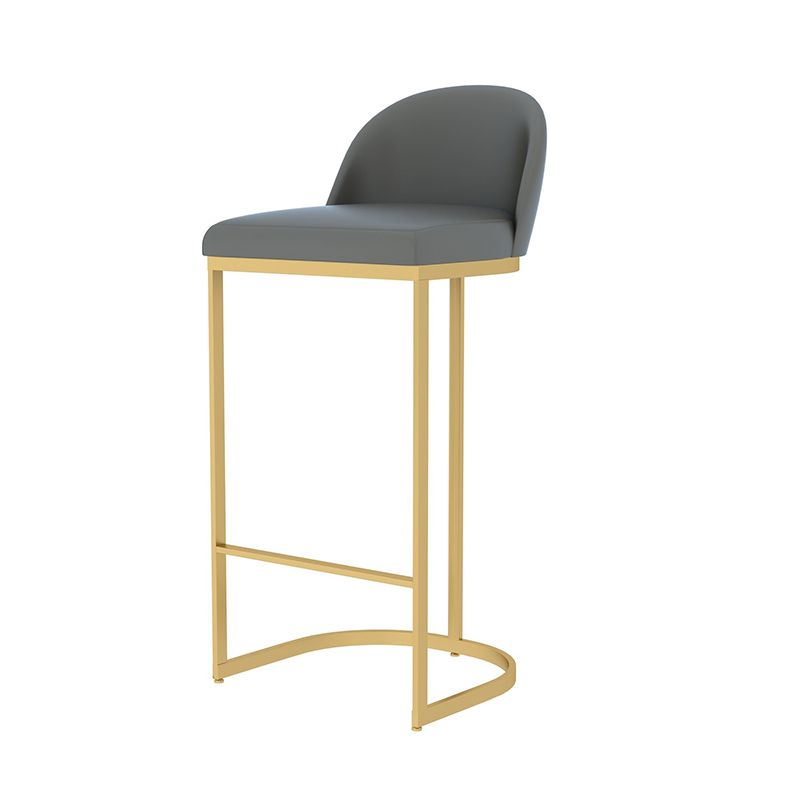 Glam Grey Metal Barstool Faux Cuero Tapato tapizado con base de oro con base de oro