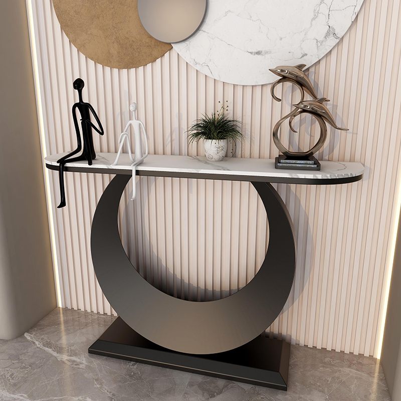 Modern Half Moon Console Table Antique Finish Console Sofa Table Clearhalo 'Console Tables' 'console_tables' 'Entry & Mudroom Furniture' 'furn' 'furn_console_tables' 'Furniture' 1200x1200_8a0c5bb5-411c-43dc-8adb-9d52b9d89b5a