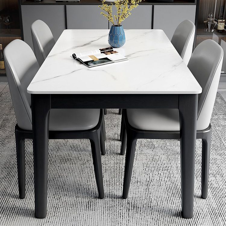Mesa de comedor con base de madera maciza, mesa de comedor moderna rectangular para comedor