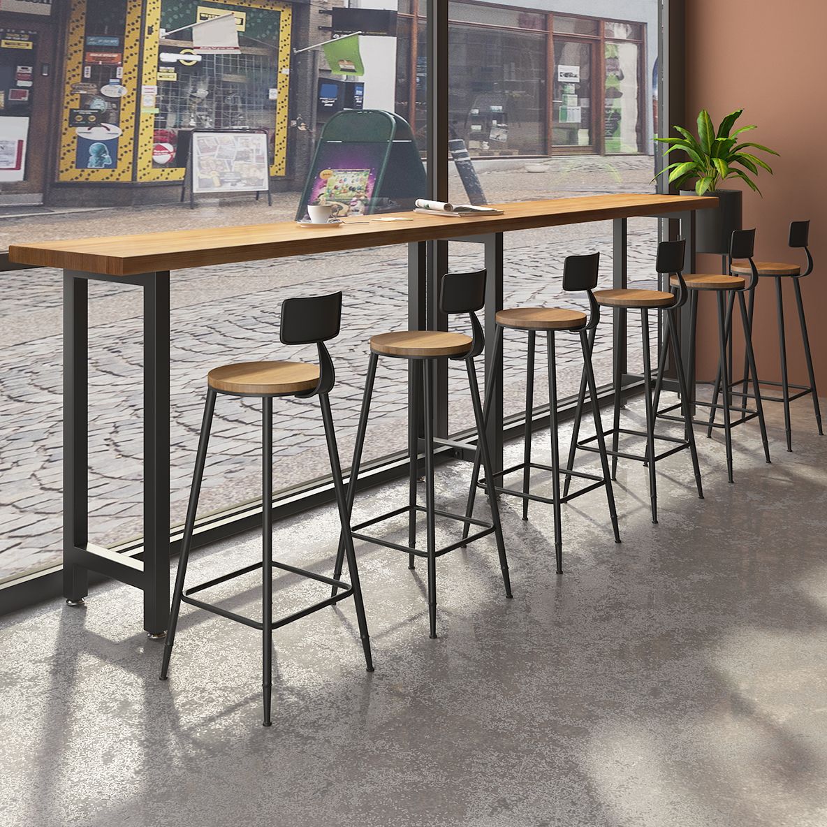 Modern 1/7 Pieces Bar Table Set Rectangle Pine Wood Counter Table with Stools for Shop Clearhalo 'Bar Furniture' 'furn' 'furn_home_bar_bar_sets' 'Furniture' 'Home Bars & Bar Sets' 'home_bar_bar_sets' 'Kitchen & Dining Furniture' 1200x1200_8a0d72e1-edc4-4521-9914-e2f8b74a8b82