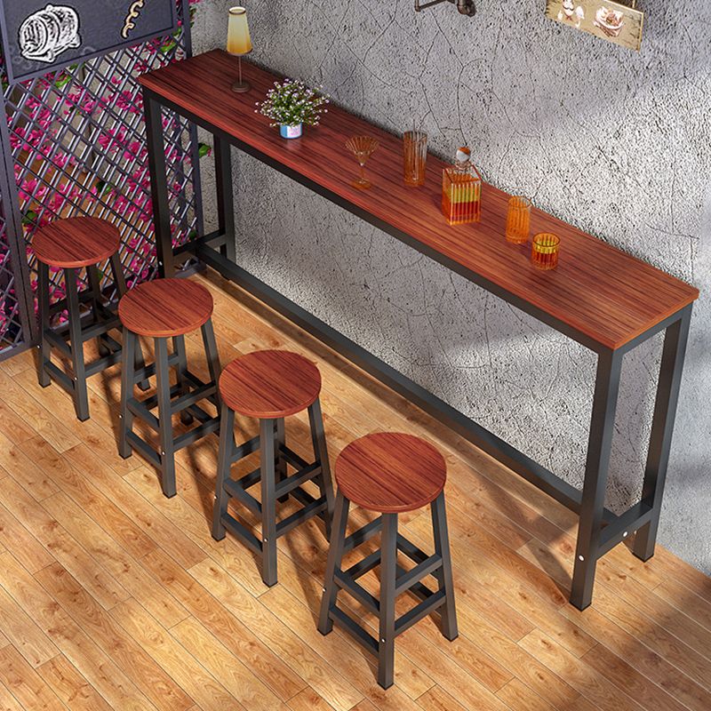 Industrial Trestle Bar Stool Table Metal and Wood Bar Wine Table Clearhalo 'Bar Furniture' 'Bar Tables' 'bar_tables' 'furn' 'furn_bar_tables' 'Furniture' 'Kitchen & Dining Furniture' 1200x1200_8a0df293-dc66-4c75-9776-2eed50149775